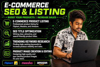 design product listings and SEO titles for amazon flipkart meesho