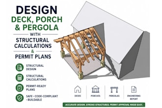 design deck, porch and pergola with structural calculations and permit plans