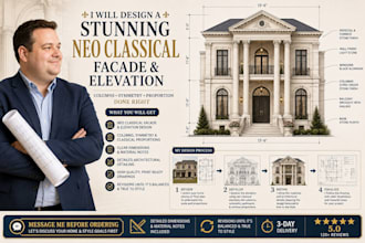 design neo classical house facade and elevation drawing exterior design
