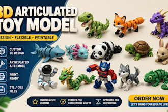 design custom articulated flexi toy stl model for 3d printing