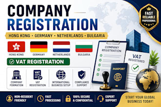 register hong kong, germany, netherlands, bulgaria company and vat