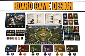 design custom board game, card game design, tabletop game artwork, tcg, mtg card