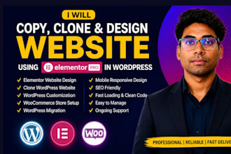 clone  or  redesgin wordpress website with elementor pro