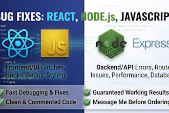 fix bugs in your react nodejs express or javascript application
