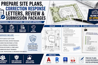 prepare site plans, correction response letters, review and submission packages