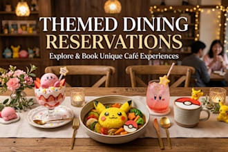 secure pokemon cafe, kirby cafe and japan themed dining tables