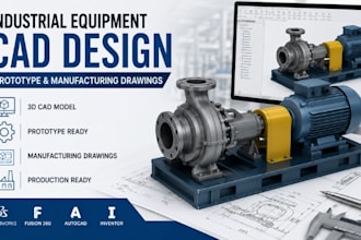 design industrial equipment cad model, machine prototype manufacturing drawing