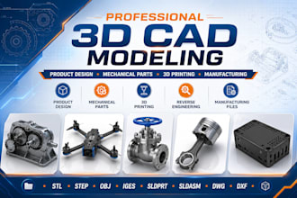 3d cad models for product design 3d printing mechanical parts stl step obj 3mf