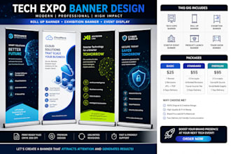 design modern tech expo banner roll up banner start exhibition