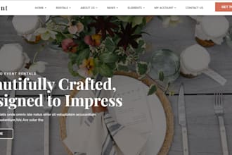 design wix event rental booking website wix wedding decor furniture rental site