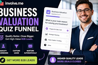 setup involve me business valuation quiz m a brokers quiz funnel b2b leads