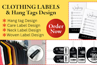 design premium clothing hang tag, swing tag, neck label, care tag or price tag
