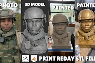 sculpt custom 3d head bust character model from photo in zbrush for 3d printing