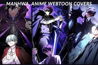 draw webtoon anime light novel cover shonen manga shonen manhwa book cover art