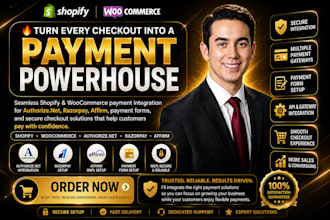 do shopify authorize net checkout,razorpay, payment form ,affirm for woocommerce