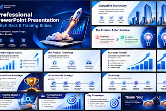 design a professional powerpoint presentation pitch deck and training slides