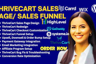 design thrivecart sales page redesign fix customize checkout page sales funnel