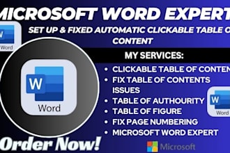 create and fix automated table of content, page numbering issues on ms word, toc
