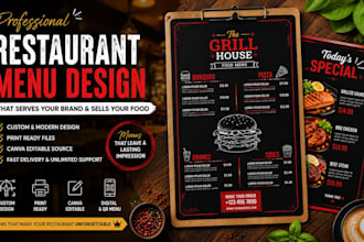 design digital menu board, restaurant menu design, price list or bar menu design