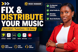 music mananger to fix issues, music distribution via distrokid cd baby tunecore