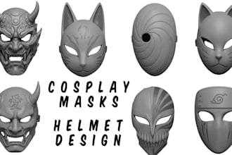 design custom 3d printable cosplay mask helmet horror anime stl model printing