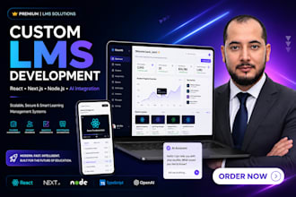 develop a custom lms elearning platform with react and nextjs and nodejs