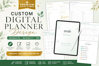 create a premium hyperlinked digital planner for goodnotes