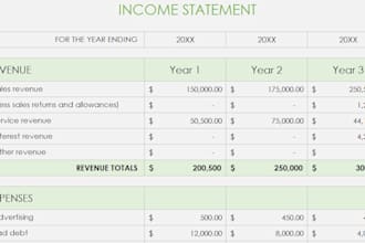 prepare professional financial statements in excel