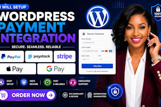 setup wordpress paypal integration, paystack, stripe, integration, apple pay API