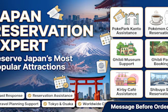 arrange japan reservations for pokepark kanto, pokemon cafe, ghibli museum