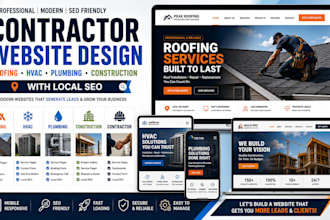 design contractor, roofing, hvac, plumbing, construction website and local SEO