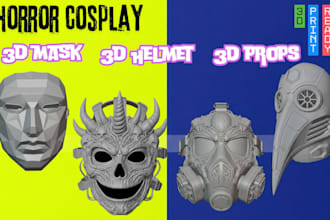 custom 3d cosplay model, 3d cosplay mask stl helmt armor prop design