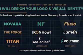 design a wordmark, lettermark logo, visual identity or brand kit