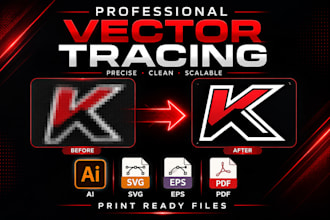 manually vectorize logo, image to ai, svg, eps and PDF