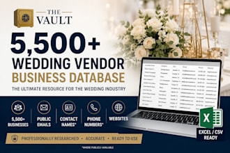 provide a 5500 wedding vendor business database with emails and contacts