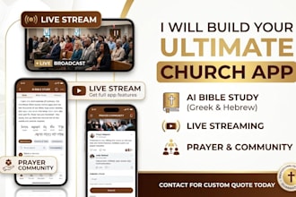 build church app, ai bible app greek hebrew study and live streaming, prayer app