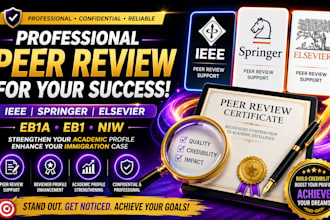 provide ieee, springer and elsevier peer review for eb1a, eb1, niw
