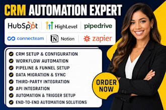 set up hubspot gohighlevel CRM pipedrive connecteam notion zapier automation