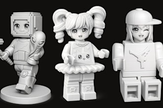 do 3d lego anime model, vtuber, vrchat, vroid lego designs 3d toy model design