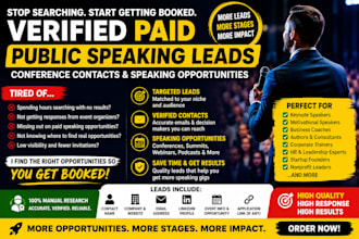 find verified public speaking leads and paid event opportunities