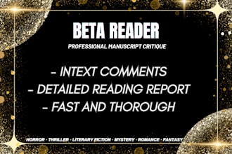 do a beta reading of your novel or thriller