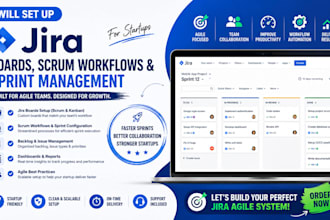 set up jira boards, scrum workflows, and sprint management for startups