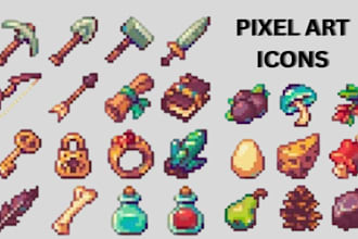design pixel art game UI, hud, gui, menu bar, icons, health bars pixel art UI