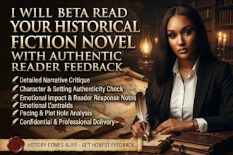 beta read your historical fiction novel with authentic reader feedback