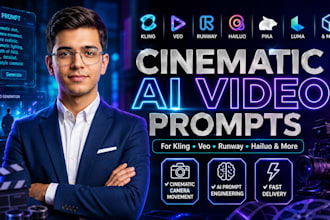 create cinematic ai video prompts for kling, runway, veo 3
