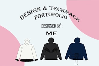 design a professional custom hoodie and tech pack