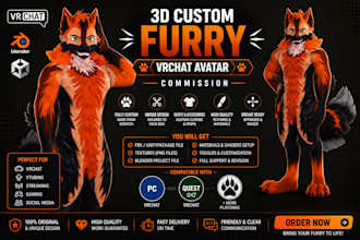 do custom vrchat furry avatar fursona facial rig 3d model vrc anime nsfw avatar