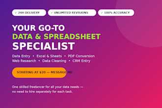 be your data entry excel and spreadsheet specialist
