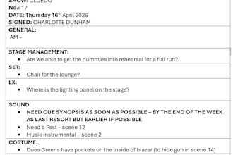 create professional theatre production paperwork