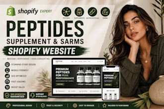design peptides shopify website nutraceutical supplement store sarms website